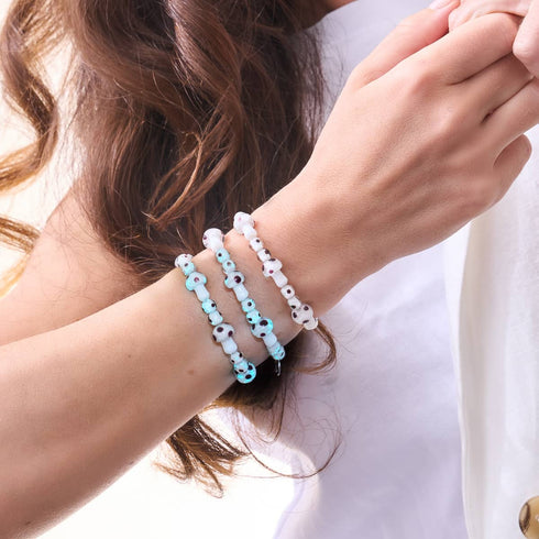 Huître | Argent sterling 925 | Bracelet de luxe en forme de champignon en verre Firefly